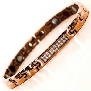 Rose Gold Crystal Plate Negative Ion Bracelet